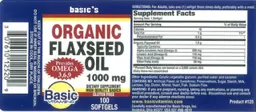 Label for Organic Flaxseed Oil 1000 mg