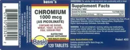 Label for Chromium 1000 mcg