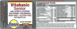 Label for Vitabasic Senior with Lutein & Lycopene