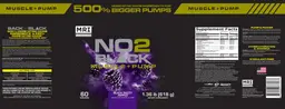 Label for NO2 Black Muscle+Pump Black Razzy Ripped
