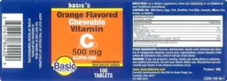Label for Chewable Vitamin C 500 mg Orange Flavored