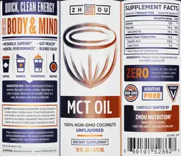 Label for MCT Oil Unflavored
