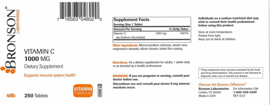 Label for Vitamin C 1000 mg