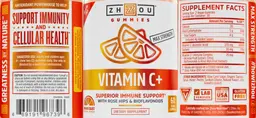 Label for Vitamin C+ Gummies Orange Blast