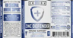 Label for Zinc Defender