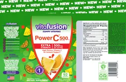 Label for Power C 500 mg Natural Tropical Citrus Flavor