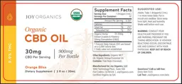 Label for Organic CBD Oil 30 mg Orange Bliss