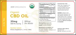 Label for Organic CBD Oil 30 mg Summer Lemon
