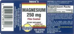 Label for Magnesium 250 mg