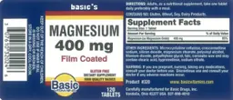 Label for Magnesium 400 mg
