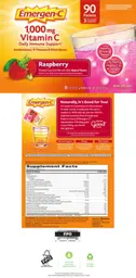 Label for 1,000 mg Vitamin C Raspberry