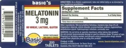 Label for Melatonin 3 mg