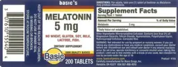 Label for Melatonin 5 mg