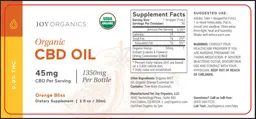 Label for Organic CBD Oil 45 mg Orange Bliss