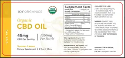 Label for Organic CBD Oil 45 mg Summer Lemon