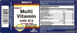 Label for Daily Multi Vitamin with D-3
