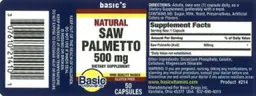 Label for Natural Saw Palmetto 500 mg