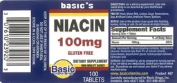 Label for Niacin 100 mg