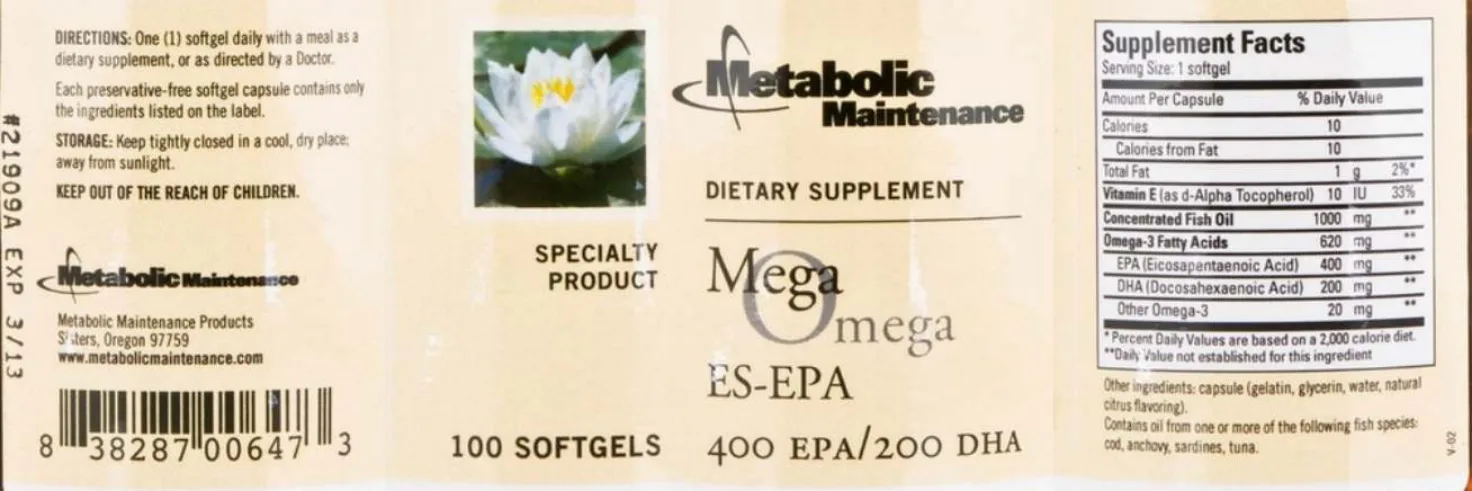 Label for Mega Omega ES-EPA