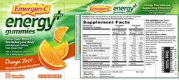 Label for Energy Plus Gummies Orange Zest