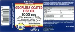 Label for Oderless Coated Fish Oil 1000 mg Omega-3