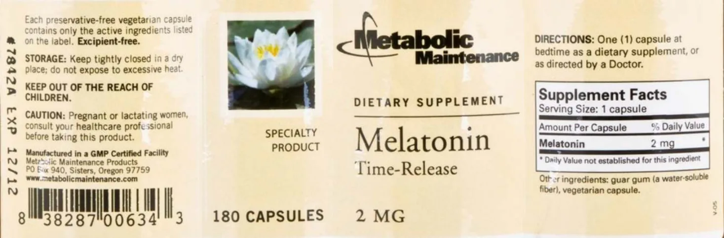 Label for Melatonin Time-Release