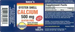 Label for Oyster Shell Calcium 500 mg