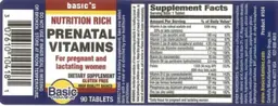 Label for Prenatal Vitamins
