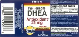 Label for Pro Hormone DHEA 25 mg