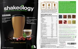 Label for Shakeology Cafe Latte Flavored