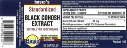 Label for Standardized Black Cohosh Extract
