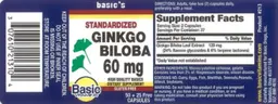 Label for Standardized Ginkgo Biloba 60 mg