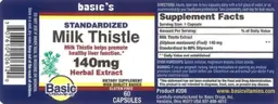 Label for Standardized Milk Thistle 140 mg