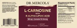 Label for L-Carnosine 500 mg with R-Alpha Lipoic Acid