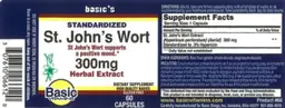 Label for Standardized St. John's Wort 300 mg Herbal Extract