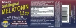 Label for Sublingual Melatonin 2.5 mg With Vitamin B-6 Orange Flavored