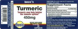 Label for Turmeric 450 mg