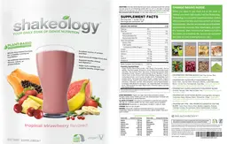 Label for Shakeology Vegan Tropical Strawberry Flavored