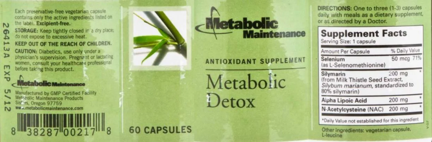 Label for Metabolic Detox