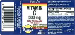 Label for Vitamin C 500 mg