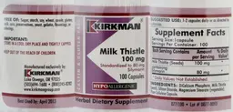 Label for Milk Thistle 100 mg