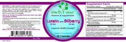 Label for Lutein 20 mg with Bilberry 25 mg