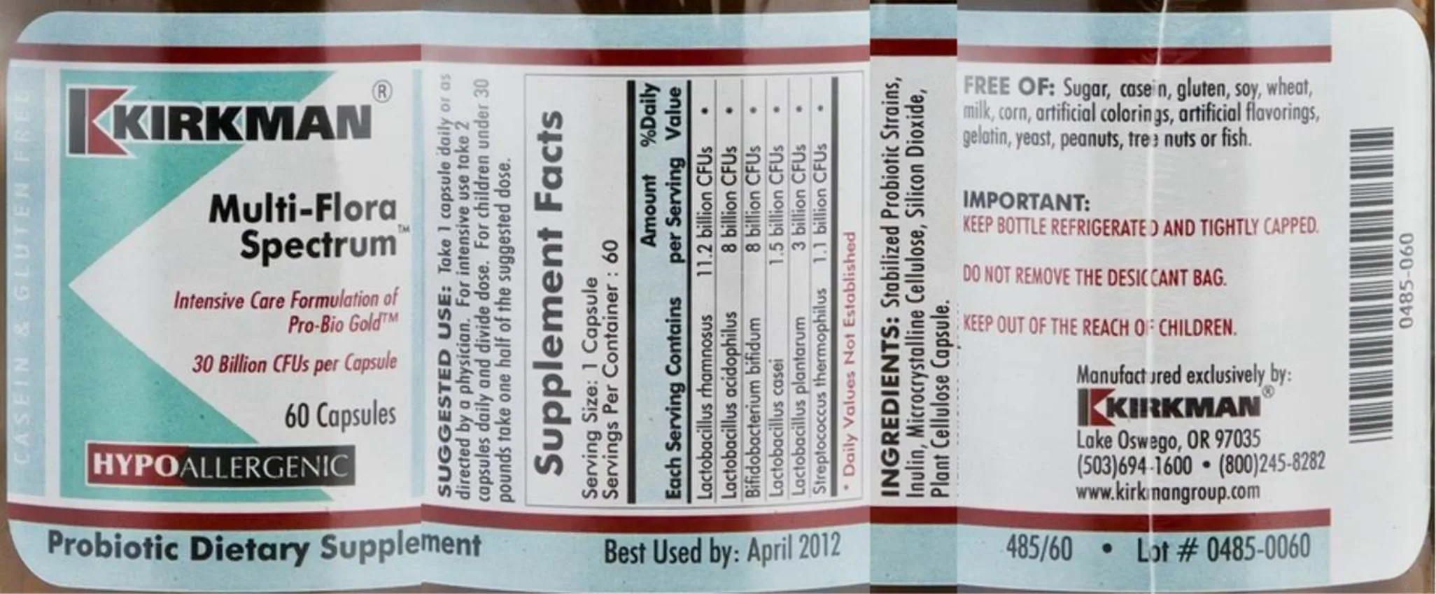 Label for Multi-Flora Spectrum