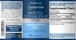 Label for BioCell Collagen II 500 mg