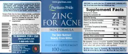 Label for Zinc For Acne