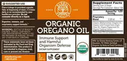 Label for Organic Oregano Oil