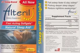 Label for Alteril All Natural Sleep Aid with L-Tryptophan