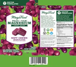 Label for Relax + Calm Magnesium Soft Chews Grape Flavor