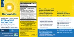 Label for Ultimate Flora Health & Wellness Extra Care Probiotic 30 Billion