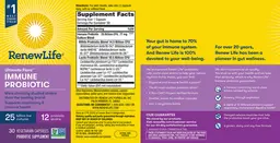 Label for Ultimate Flora Immune Probiotic 25 Billion